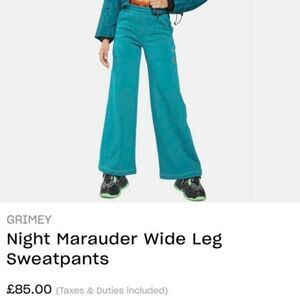 Grimey Womens Night Marauder Wide Leg Green GRMY Sweatpants Size Small